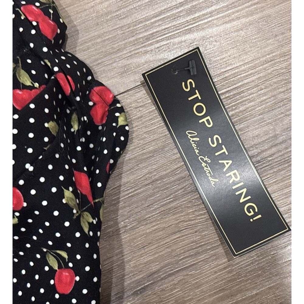 Stop Staring Dress Womens XL Wiggle Midi Retro Pinup Black Cherry Halter NEW - Picture 4 of 15